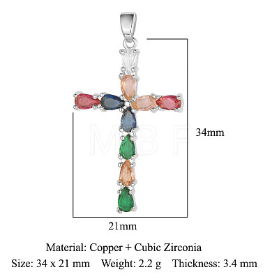 Brass Micro Pave Colorful Cubic Zirconia Pendants ZIRC-OY005-01P-1
