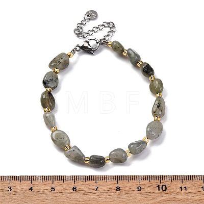 Natural Labradorite Beaded Bracelets for Women G-P563-07P-05-1