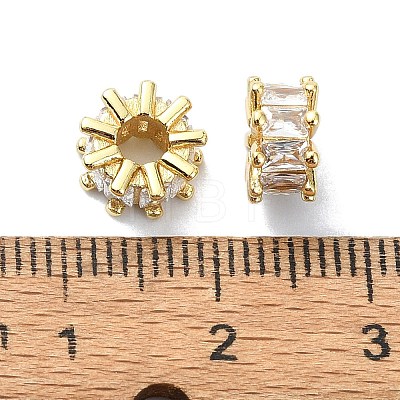 Rack Plating Brass Micro Pave Clear Cubic Zirconia Beads KK-U014-04G-1