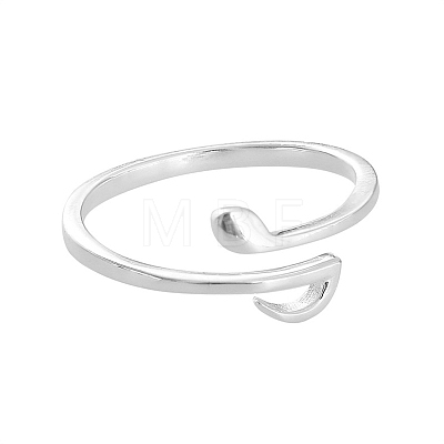 Anti-Tarnish Rhodium Plated 925 Sterling Silver Musical Note Open Cuff Rings PW-WGC5E99-01-1