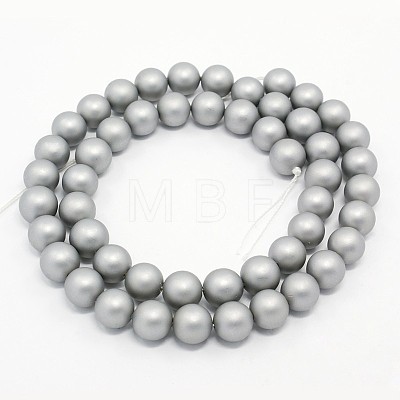 Round Shell Pearl Frosted Beads Strands X-BSHE-I002-12mm-223-1