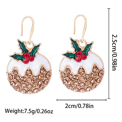 Christmas Alloy Enamel & Rhinestone Stud Dangle Earrings FS-WG10992-24-1