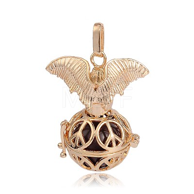 Golden Plated Brass Hollow Round Cage Pendants KK-J252-05G-1