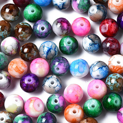 Baking Painted Opaque Solid Color Glass Beads DGLA-N033-07-1