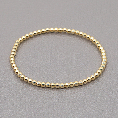 Classic Golden Tone Round Brass Beaded Stretch Bracelets for Women Men IN4084-6-1