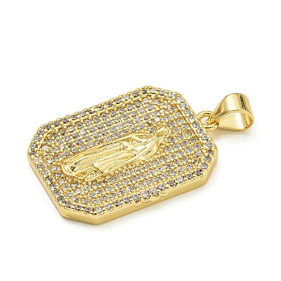 Virgin Mary Theme Rack Plating Brass Micro Pave Clear Cubic Zirconia Pendants KK-Z067-06G-03-1