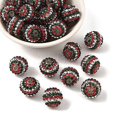 Christmas Theme Resin Rhinestone Round Beads RESI-S313-18x20-09-1