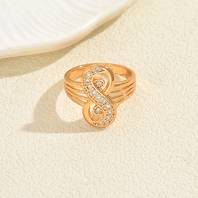 Brass Micro Pave Cubic Zirconia Finger Rings for Women KA7378-6-1