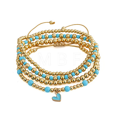 4Pcs 4 Styles Heart Alloy Enamel Charm Bracelets LG2840-1-1