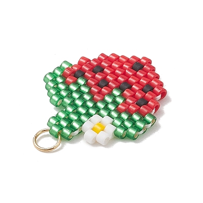 Fruit Theme Glass Seed Beaded Pendants PALLOY-MZ01357-03-1