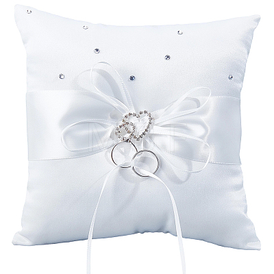 Square Polyester with Tribute Silk Wedding Finger Ring Display Pillow DIY-GF0014-14-1