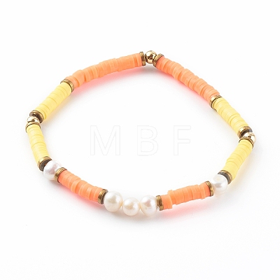 Polymer Clay Heishi Beaded Stretch Bracelets Sets BJEW-JB06145-1