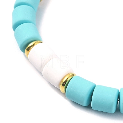 Polymer Clay Column Beaded Stretch Bracelets BJEW-JB09782-05-1