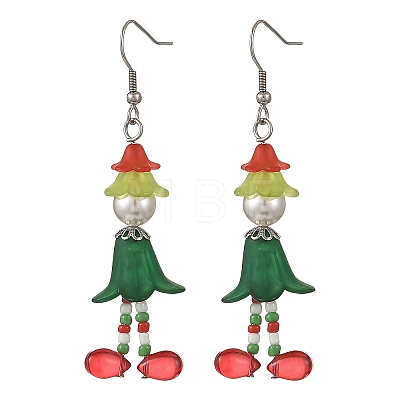 Acrylic & Shell Pearl & Glass Dangle Earrings EJEW-TA00827-1