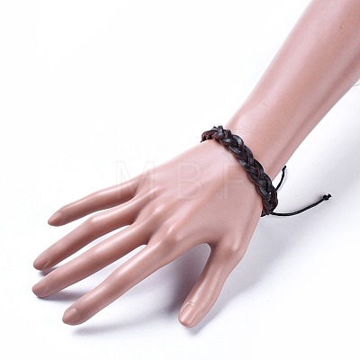 Adjustable Cowhide Leather Cord Braided Bracelets BJEW-JB04437-01-1