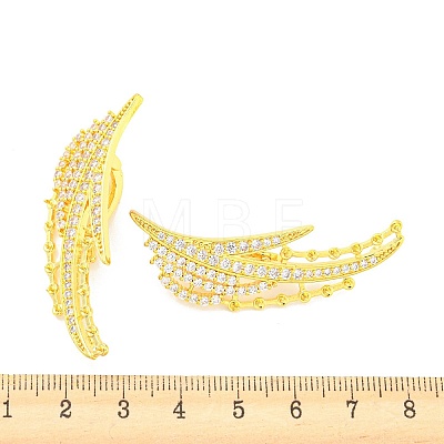 Rack Plating Brass Pave Clear Cubic Zirconia Twister Clasps KK-P243-03G-1