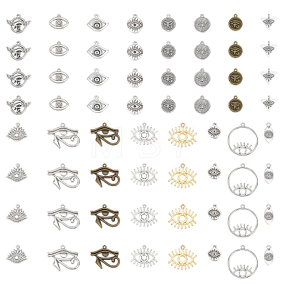 64Pcs 16 Style Tibetan Style Zinc Alloy Pendant & Pendant Rhinestone Settings FIND-CA0006-89-1