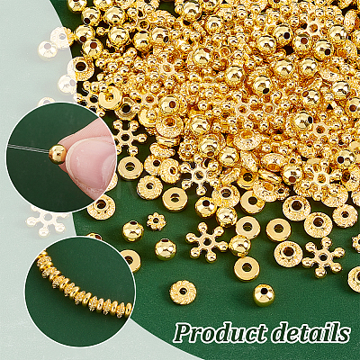   300Pcs 6 Styles Brass & Alloy Spacer Beads FIND-PH0019-90-1