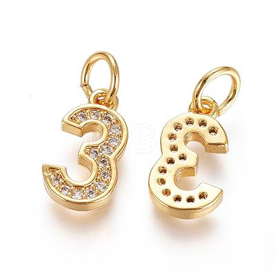 Brass Micro Pave Clear Cubic Zirconia Charms ZIRC-L092-03-G-1