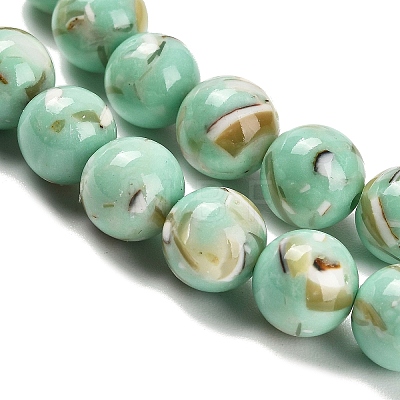 Assembled Synthetic Stone and Trochus Shell Beads Strands G-B128-08C-02-1