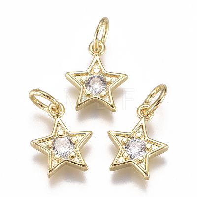 Brass Micro Pave Cubic Zirconia Charms ZIRC-F111-10G-08-1