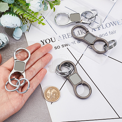 4Pcs 2 Colors Iron and Alloy Carabiner Keychain Clasps with 2Pcs Key Rings IFIN-AR0001-22-1