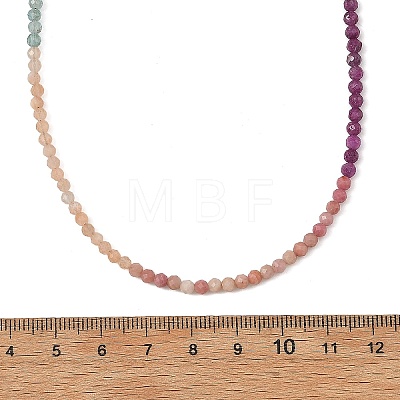 3MM Natural Apatite & Amethyst & Rhodonite & Sunstone & Ruby Faceted Round Beaded Necklaces NJEW-JN06431-1