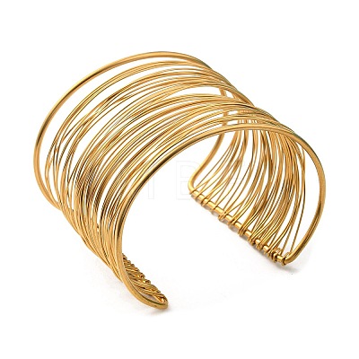 304 Stainless Steel Multi Line Cuff Bangles BJEW-E079-01G-1