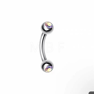 Round 304 Stainless Steel Rhinestone Eyebrow Curved Barbell Rings WGCF9EA-04-1