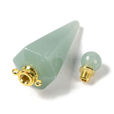 Natural Green Aventurine Faceted Cone Openable Perfume Bottle Big Pendants G-L524-18G-13-1