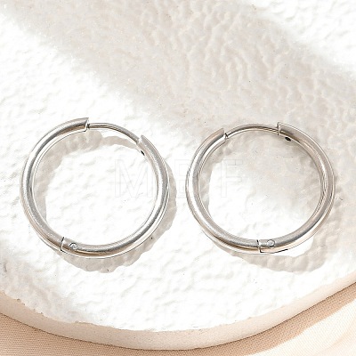 Tarnish Resistant 202 Stainless Steel Huggie Hoop Earrings EJEW-F111A-20mm-P-1