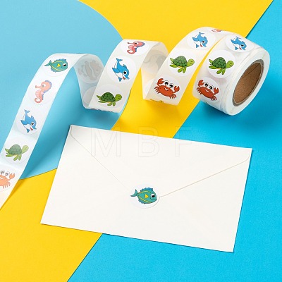 6 Rolls 2 Style Ocean Themed Pattern Children Cartoon Stickers DIY-LS0003-30-1