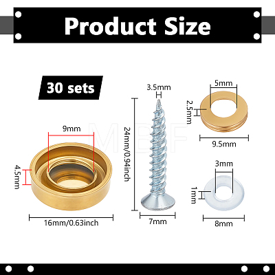 30 Bags 304 Stainless Steel Glass Fasteners STAS-BC0004-30G-1