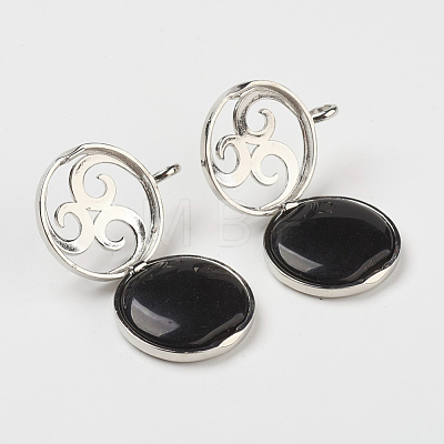 Natural Black Agate Pendants G-G910-I07-1