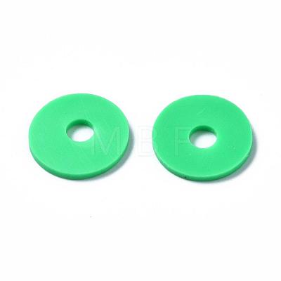 Flat Round Eco-Friendly Handmade Polymer Clay Beads CLAY-R067-12mm-06-1