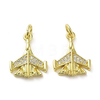 Rack Plating Brass Micro Pave Clear Cubic Zirconia Pendants KK-O017-03G-1