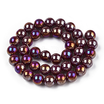 Electroplate Opaque Glass Beads Strands GLAA-T032-P10mm-AB05-1