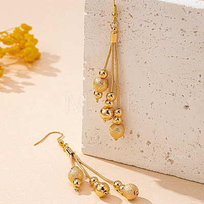 Brass Round Bead Tassel Dangle Earrings for Women WGC3478-01-1
