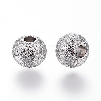 201 Stainless Steel Textured Beads STAS-P108-05-1