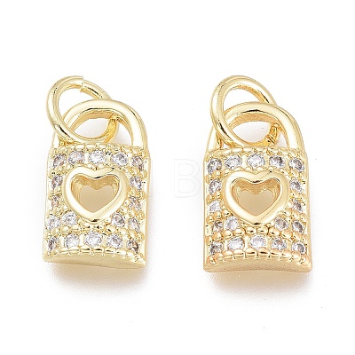 Brass Micro Pave Clear Cubic Zirconia Charms X-ZIRC-Q024-01G-1
