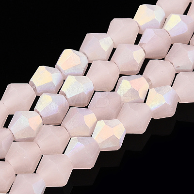 Imitation Jade Bicone Frosted Glass Bead Strands EGLA-A039-J6mm-MB07-1