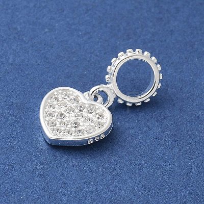 925 Sterling Silver Clear Cubic Zirconia Heart European Dangle Charms STER-H115-07S-1