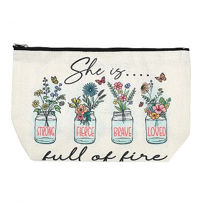 Printed Linen Storage Zipper Clutch Bags ABAG-Z002-01B-1