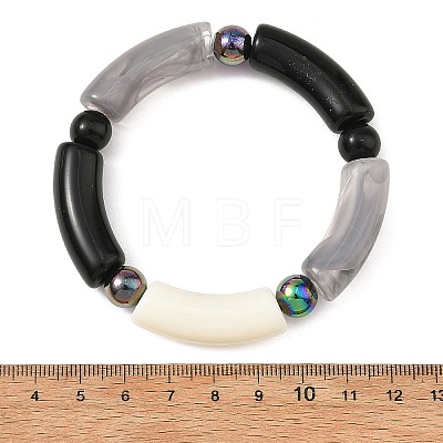2Pcs 2 Styles Opaque Acrylic Tube Beaded Stretch Bracelet Sets BJEW-JB14453-1