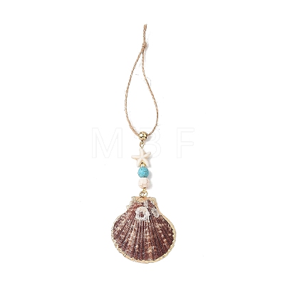 Electroplate Sea Shell Pendant Decorations HJEW-JM04567-1
