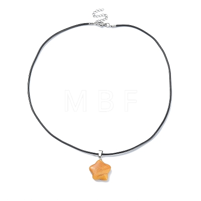 Natural & Synthetic Mixed Stone Star Pendant Necklace with Polyester Cords NJEW-JN04516-1
