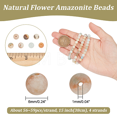  4 Strands Natural Flower Amazonite Beads Strands G-NB0005-09A-1