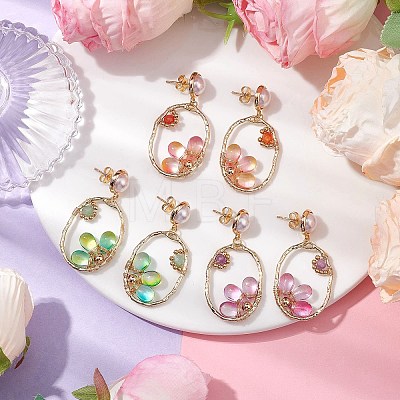 Alloy with Glass Stud Dangle Earring EJEW-TA00527-1