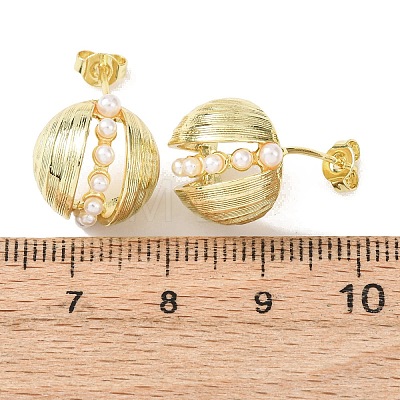 Round Brass Stud Earrings EJEW-D351-01G-1