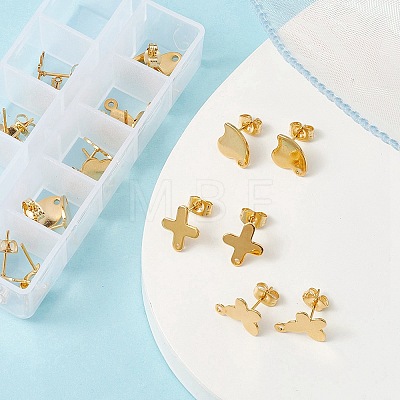 20Pcs 10 Style 201 Stainless Steel Stud Earring Findings STAS-YW0001-70G-1